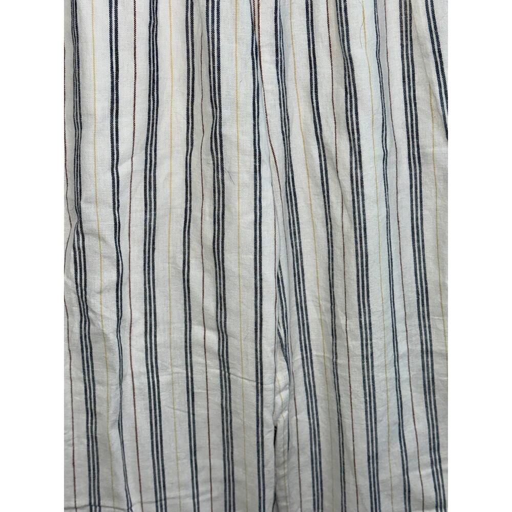 Abercrombie & Fitch Cream Navy Blue Striped Linen Wide Leg Pants Womens Size S R - Picture 6 of 8